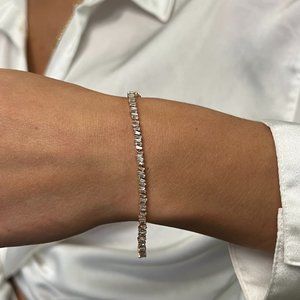 Rachel Koen 3.13Cttw Baguette Cut Diamond Tennis Bracelet 18K Rose Gold